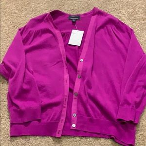 Lands End Fuschia Cropped Cardigan NWT